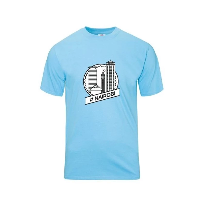 Best Quality Mavazi Afrique Nairobi T-shirt - Sky Blue/MoQ 4pcs #Wholesale#Bulk#Kenya