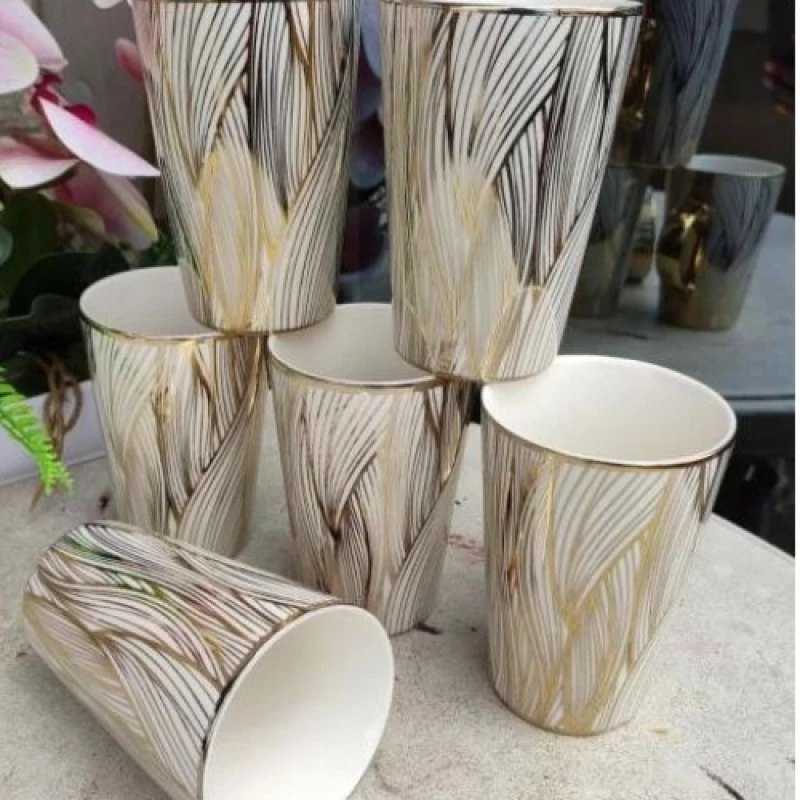 Top Quality Generic 6pc GOLD Ceramic Tea Cups Mugs (Vikombe)/MoQ 3 Sets#Wholesale#Bulk#Kenya