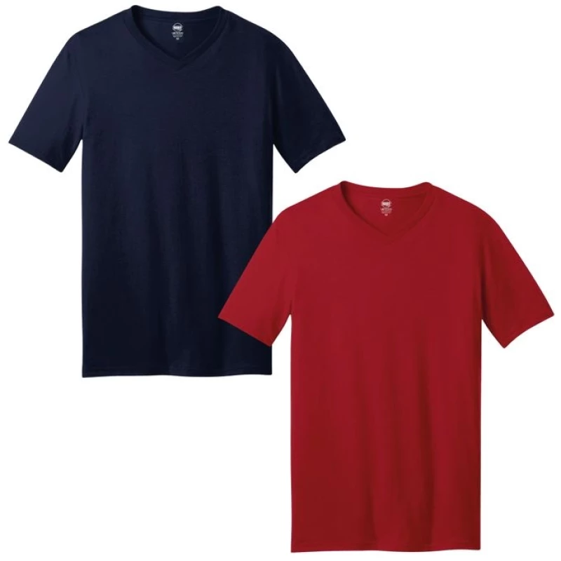 Best Quality Mavazi Afrique Plain V-neck 2-in-1 T-shirt Bundle - Red & Navy Blue - MoQ 4pcs #Wholesale#Bulk#Kenya