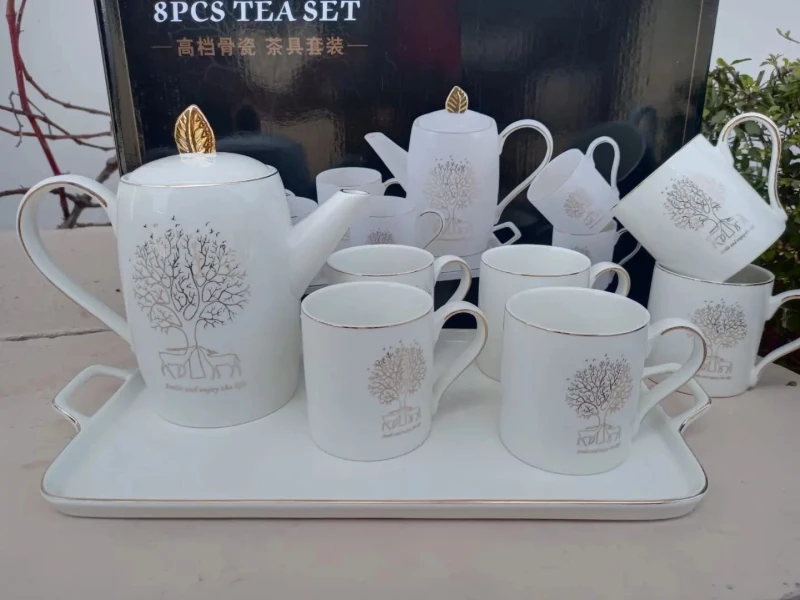Quality Tea Set- 1 Tray+ 6cups + 1kettle - MOQ- 2pcs #WholesalePrice #KenyanMarket